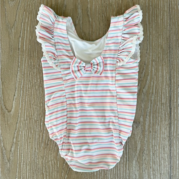 Striped Ruffle Swimsuit - Picture 2 of 5